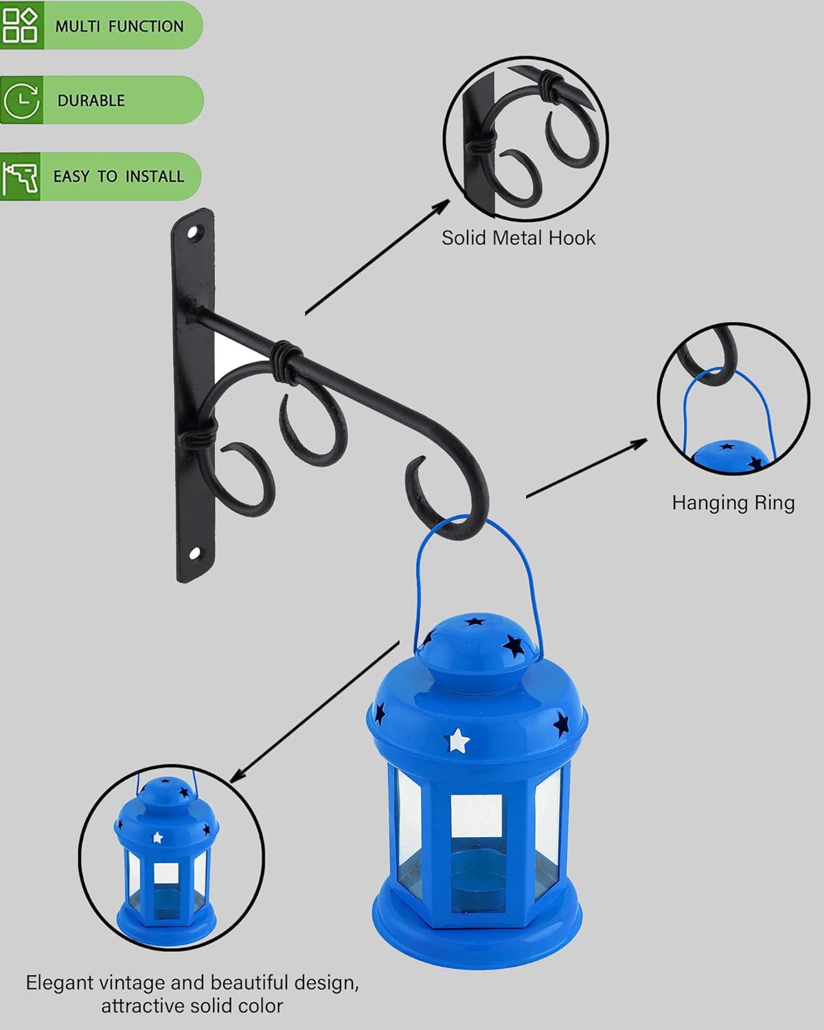 Candy Mini Lanterns, Set of 2, Blue & White