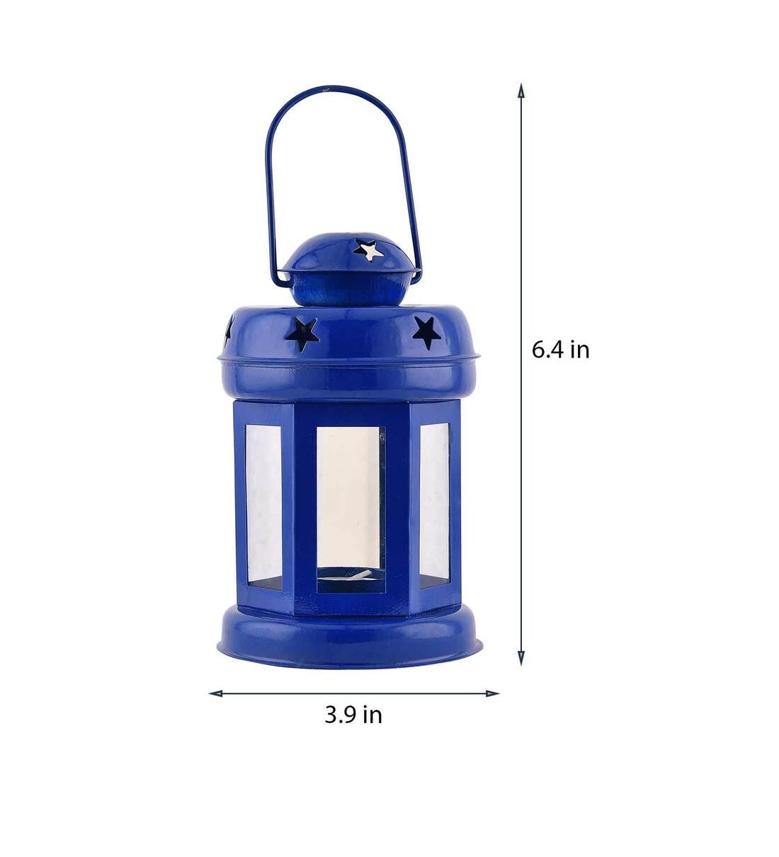 Candy Mini Lanterns, Set of 2, Blue & White