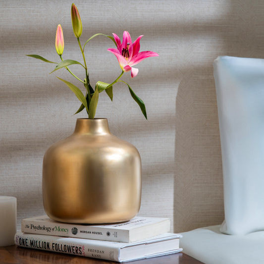 Golden Unbreakable Metal Flower Vase