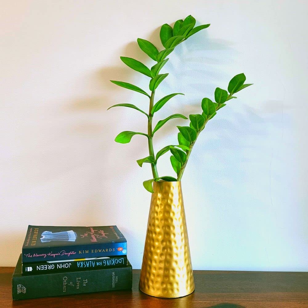 Metal Gold Hammered Flower Vase