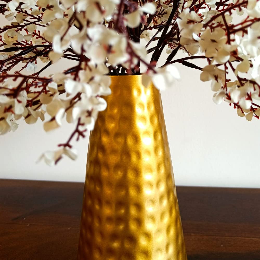 Metal Gold Hammered Flower Vase