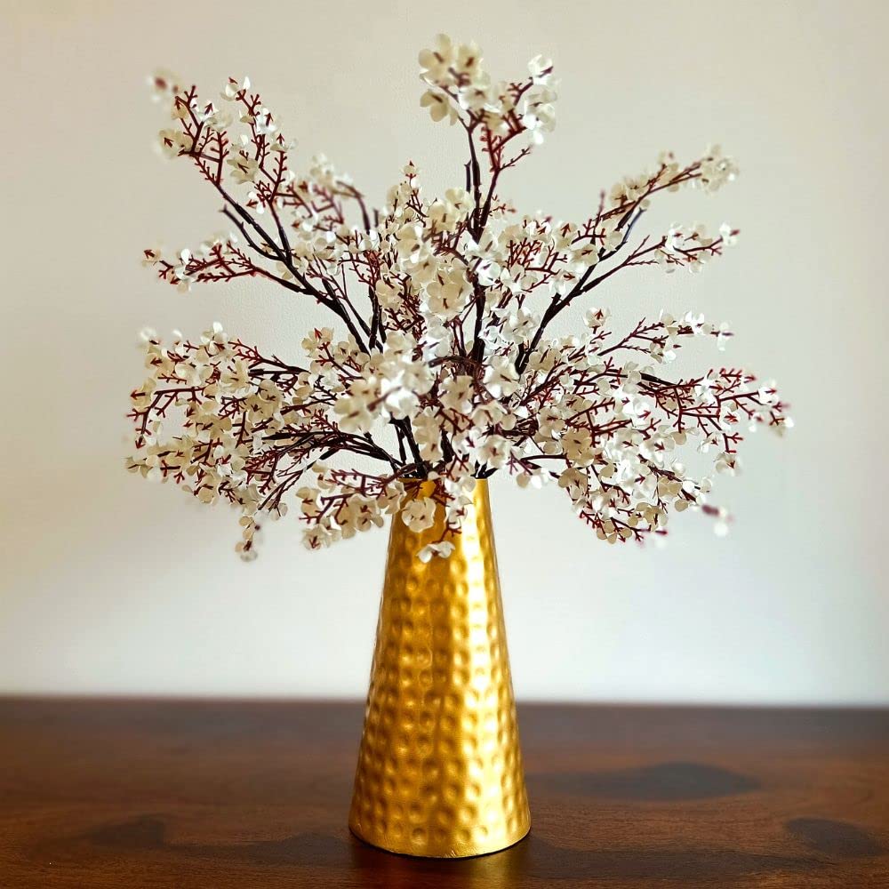 Metal Gold Hammered Flower Vase