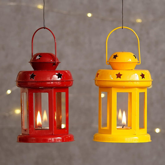 Candy Mini Lanterns, Set of 2, Red & Yellow