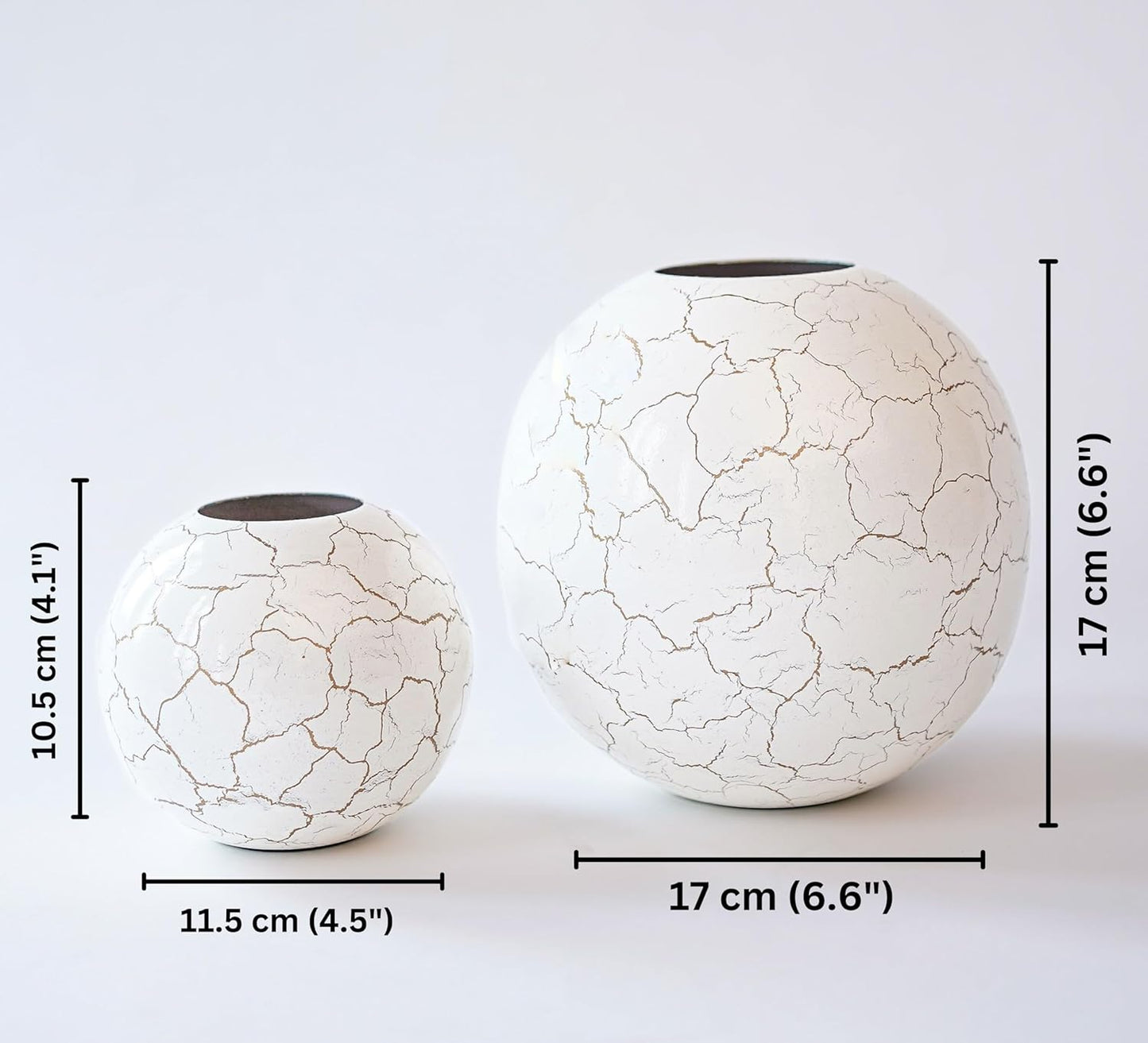 Exclusive Metal FloraSphere Flower Vases, White, Pack Of 2 (Small & Large)