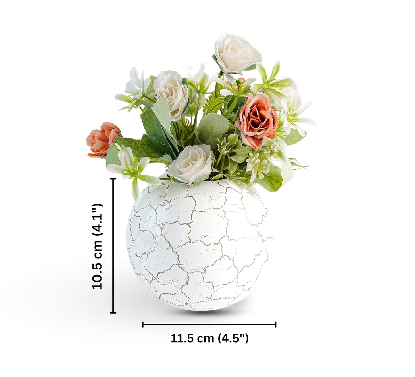 Exclusive Metal FloraSphere Flower Vase - White AurealCrack Print (Small)