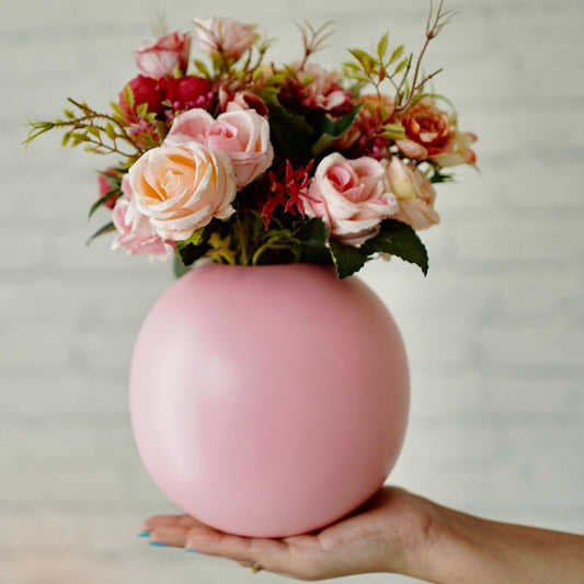 Exclusive Metal FloraSphere Pink Flower Vase (Large)