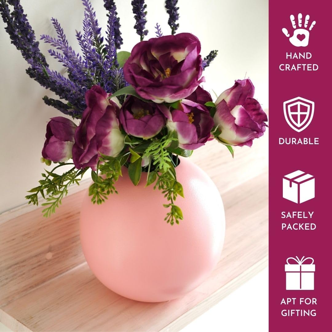 Exclusive Metal FloraSphere Pink Flower Vase (Large)