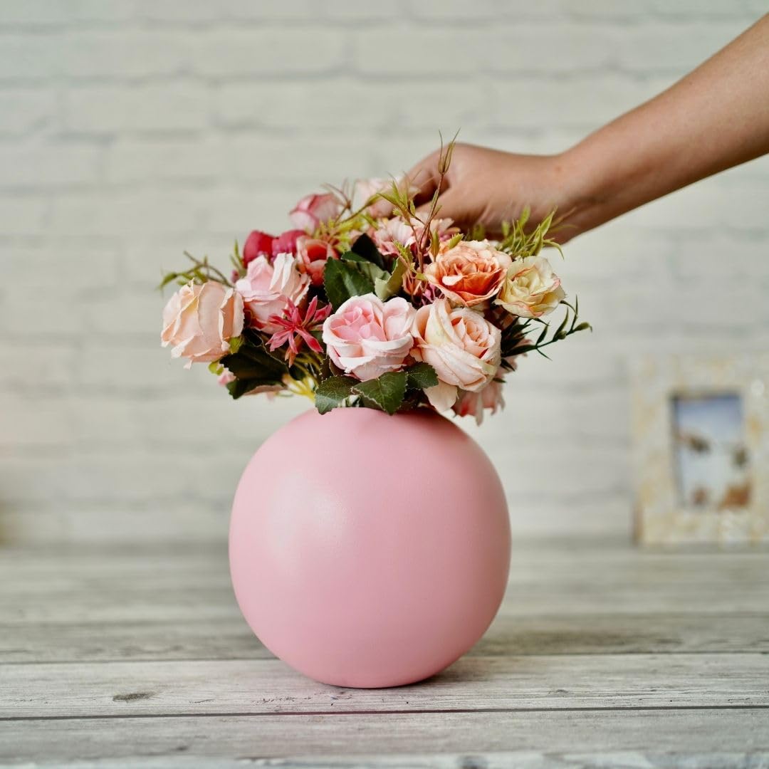 Exclusive Metal FloraSphere Pink Flower Vase (Large)