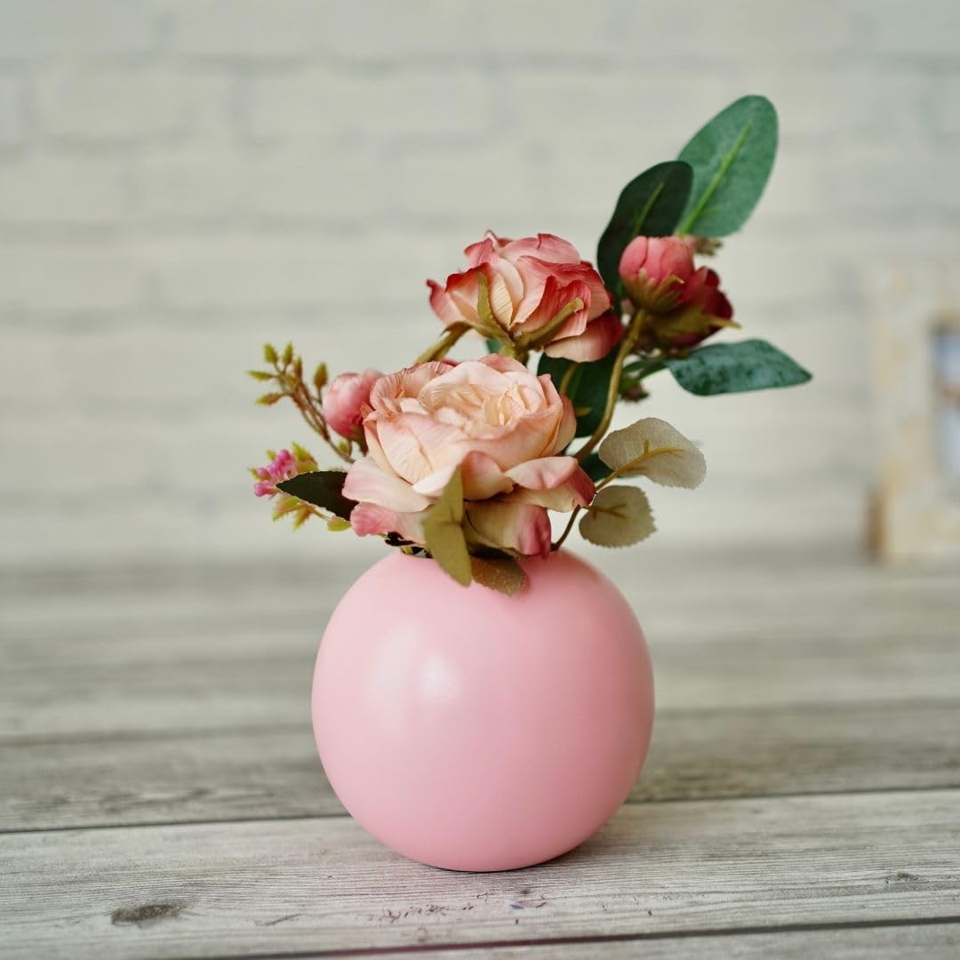 Exclusive Metal FloraSphere Pink Flower Vase (Small)