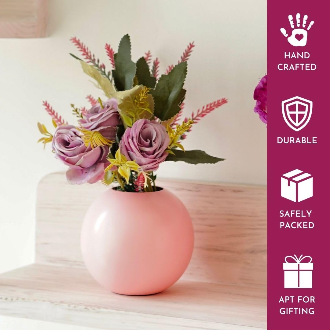 Exclusive Metal FloraSphere Pink Flower Vase (Small)