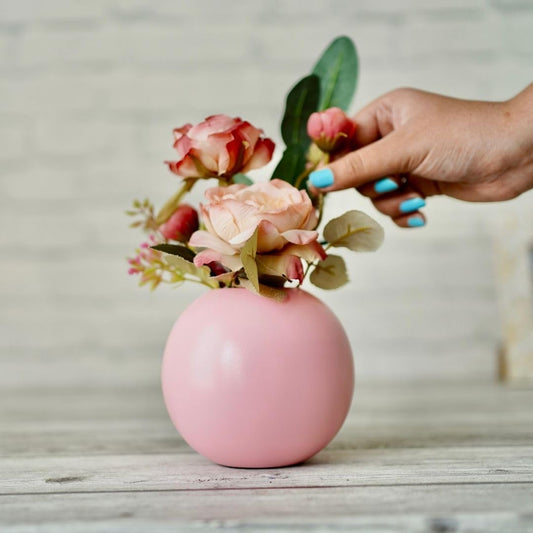 Exclusive Metal FloraSphere Pink Flower Vase (Small)